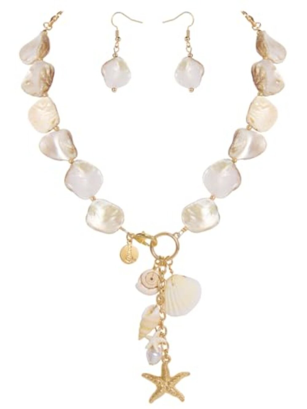 Naturalโ Seashell Choker Necklaces Ears Jewelry Set for Women Starfish